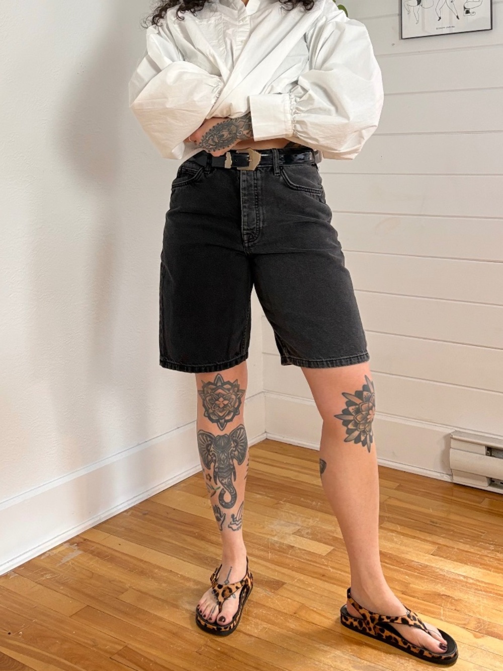 Topman monochrome denim bermuda shorts